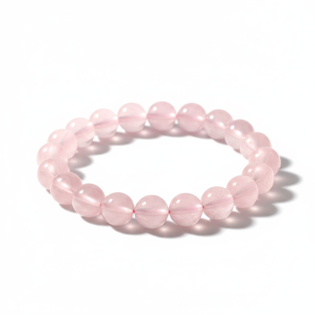 Natural Rose Quartz Crystal Bracelet | Pink Crystal Healing Bead Bracelet | Stretch Gemstone Bracelet for Women