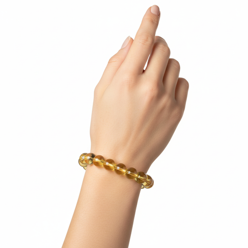 黄水晶手串佩戴图