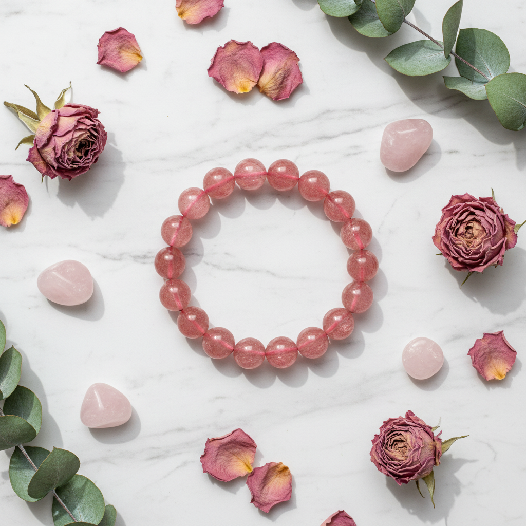 Flat Lay Strawberry Quartz