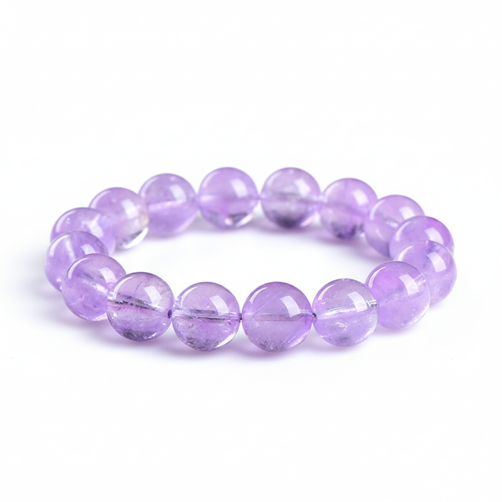 Amethyst crystal bracelet white background product shot