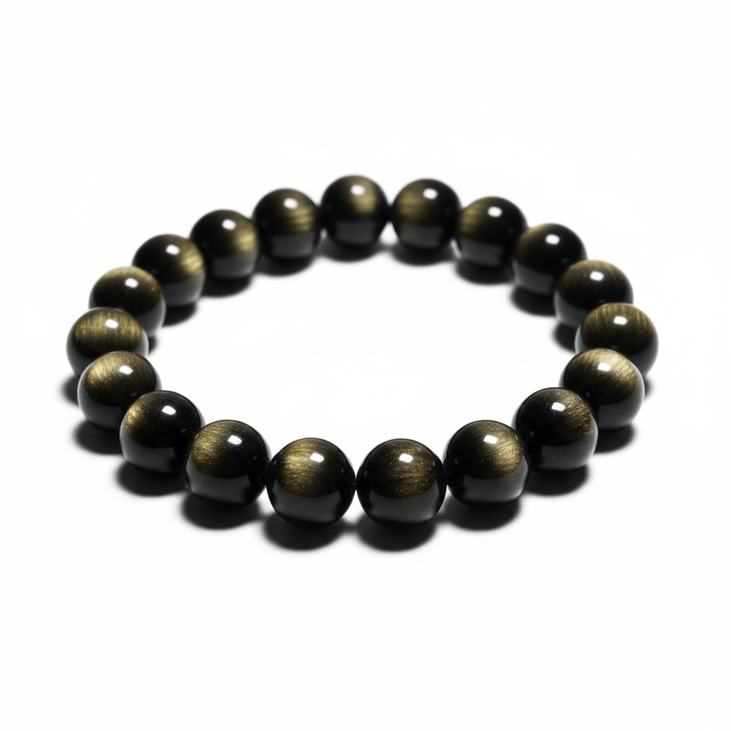 Black obsidian bracelet 45 degree angle product shot